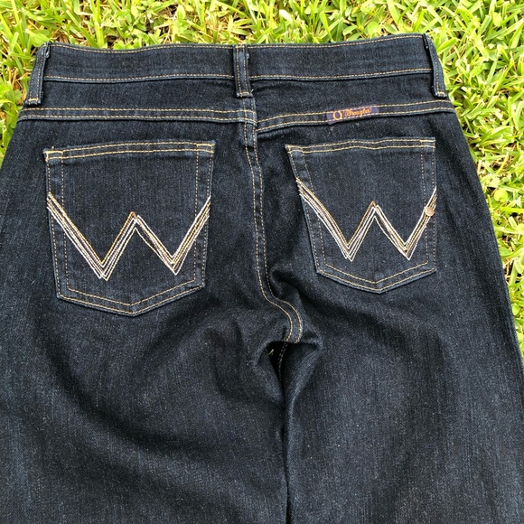 Wrangler Q Baby Jeans Bootcut Dark Blue Stretch Denim Women's 3/4 x 34 - Picture 10 of 11